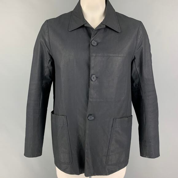 ACNE STUDIOS Size M Navy Coated Cotton Buttoned Coat - Picture 1 of 1